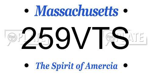259VTS Massachusetts License Plate