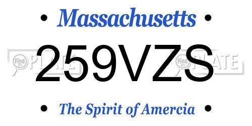 259VZS Massachusetts License Plate
