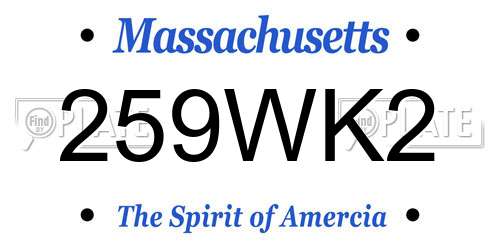259WK2 Massachusetts License Plate