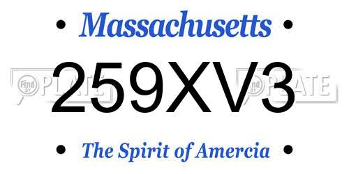 259XV3 Massachusetts License Plate
