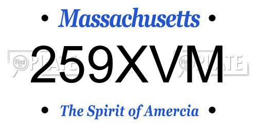 259XVM Massachusetts License Plate