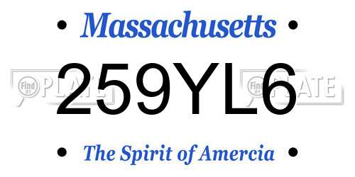 259YL6 Massachusetts License Plate