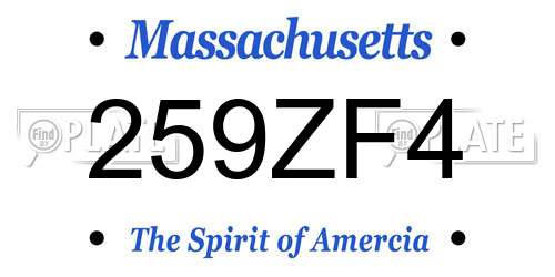 259ZF4 Massachusetts License Plate