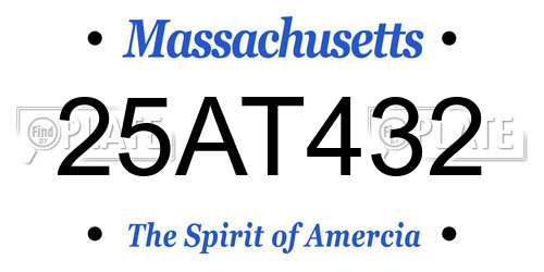 25AT432 Massachusetts License Plate