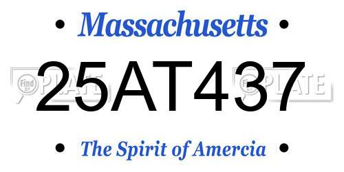 25AT437 Massachusetts License Plate