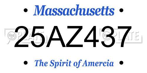 25AZ437 Massachusetts License Plate
