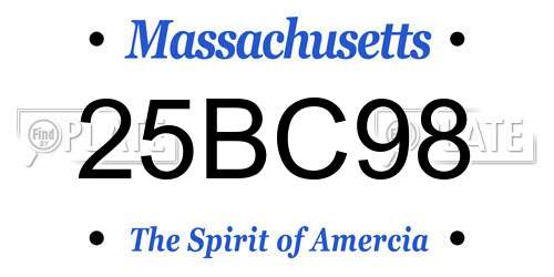 25BC98 Massachusetts License Plate