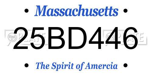 25BD446 Massachusetts License Plate
