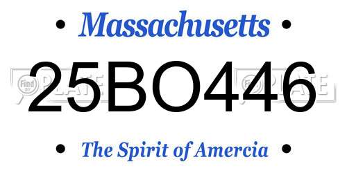 25BO446 Massachusetts License Plate