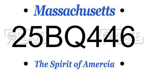 25BQ446 Massachusetts License Plate