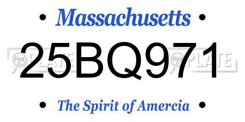 25BQ971 Massachusetts License Plate