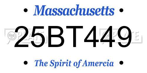 25BT449 Massachusetts License Plate
