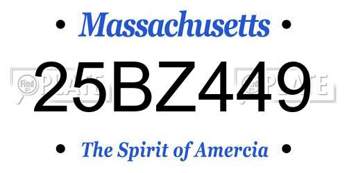 25BZ449 Massachusetts License Plate