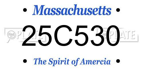 25C530 Massachusetts License Plate
