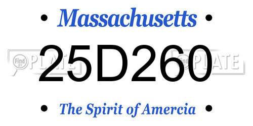 25D260 Massachusetts License Plate