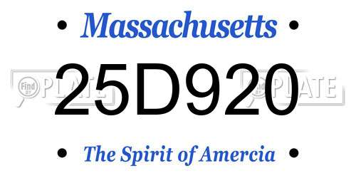 25D920 Massachusetts License Plate