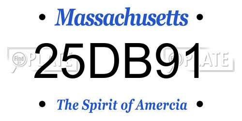 25DB91 Massachusetts License Plate