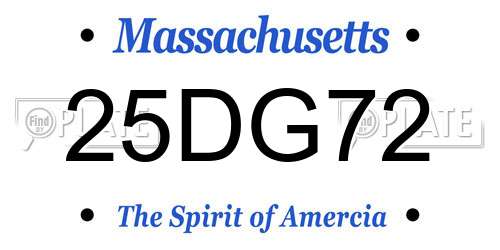 25DG72 Massachusetts License Plate