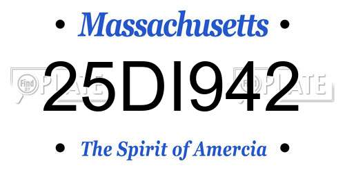 25DI942 Massachusetts License Plate