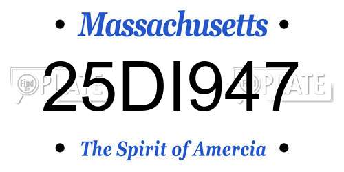25DI947 Massachusetts License Plate