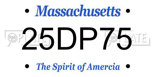 25DP75 Massachusetts License Plate