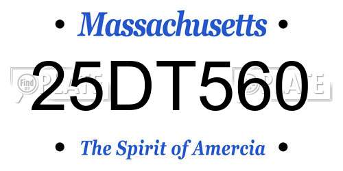 25DT560 Massachusetts License Plate