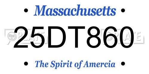 25DT860 Massachusetts License Plate