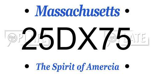 25DX75 Massachusetts License Plate