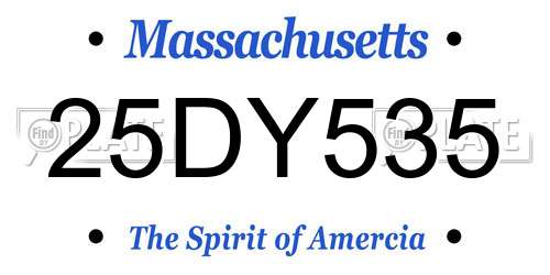 25DY535 Massachusetts License Plate