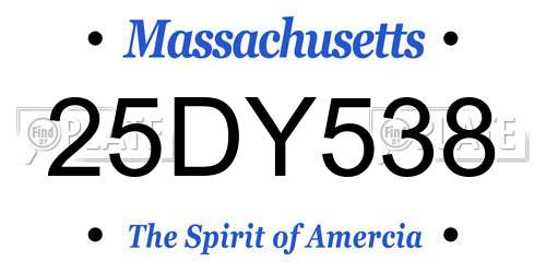 25DY538 Massachusetts License Plate