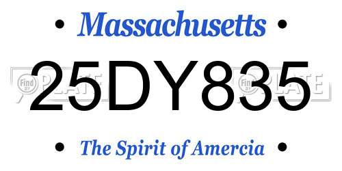 25DY835 Massachusetts License Plate