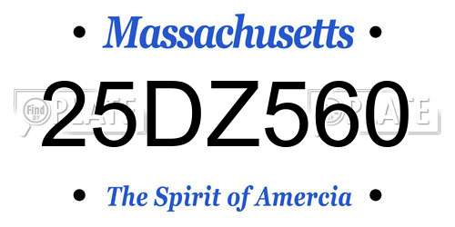 25DZ560 Massachusetts License Plate