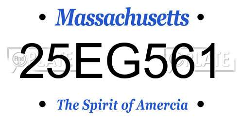 25EG561 Massachusetts License Plate