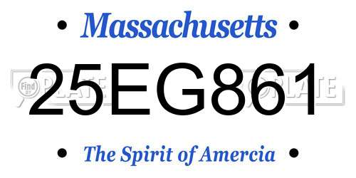 25EG861 Massachusetts License Plate