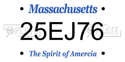 25EJ76 Massachusetts License Plate