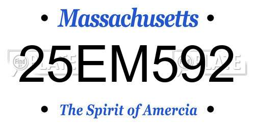 25EM592 Massachusetts License Plate