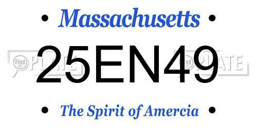 25EN49 Massachusetts License Plate