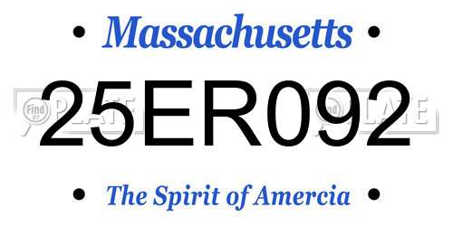 25ER092 Massachusetts License Plate