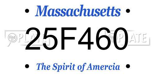 25F460 Massachusetts License Plate