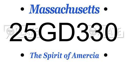 25GD330 Massachusetts License Plate