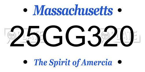 25GG320 Massachusetts License Plate