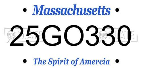 25GO330 Massachusetts License Plate