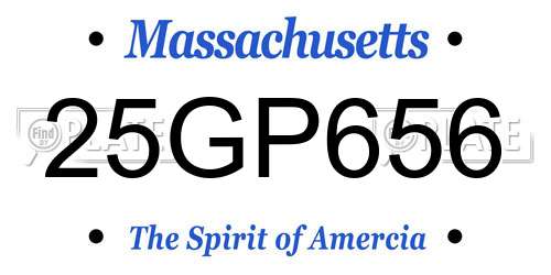 25GP656 Massachusetts License Plate