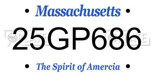 25GP686 Massachusetts License Plate