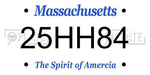 25HH84 Massachusetts License Plate