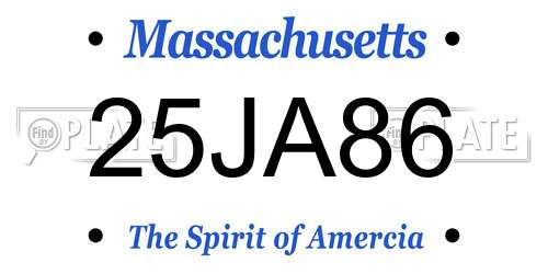 25JA86 Massachusetts License Plate
