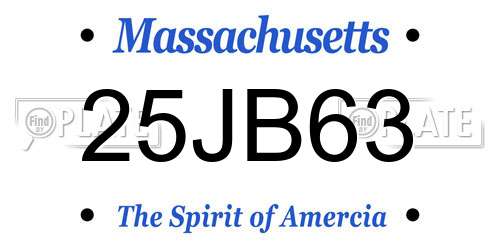 25JB63 Massachusetts License Plate