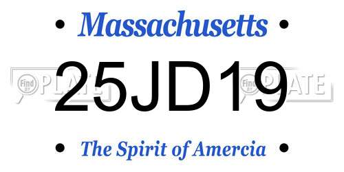 25JD19 Massachusetts License Plate
