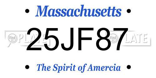 25JF87 Massachusetts License Plate