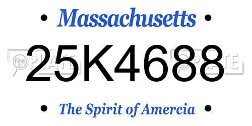 25K4688 Massachusetts License Plate